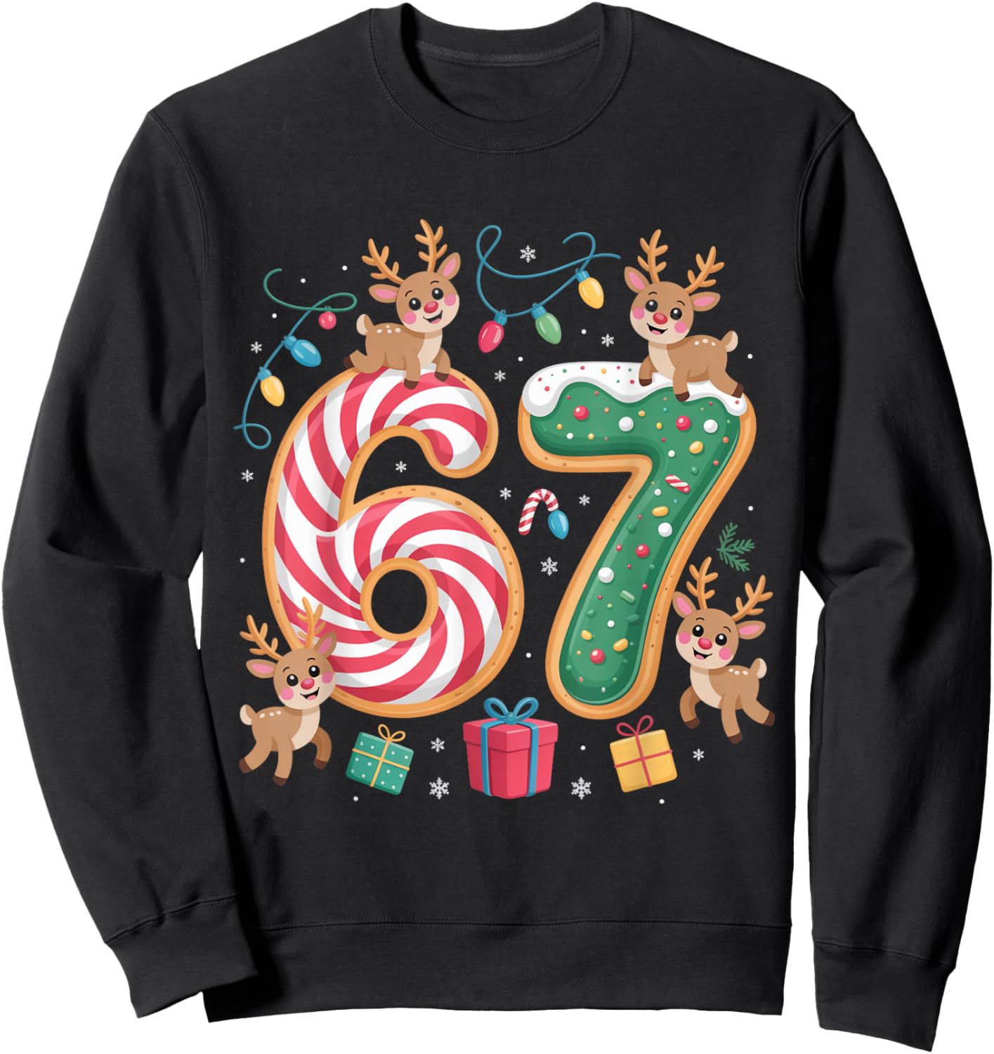 Christmas 67 Funny Xmas Six Seven Ugly Sweater 6-7 Sweatshirt - Sweatshirt | Black