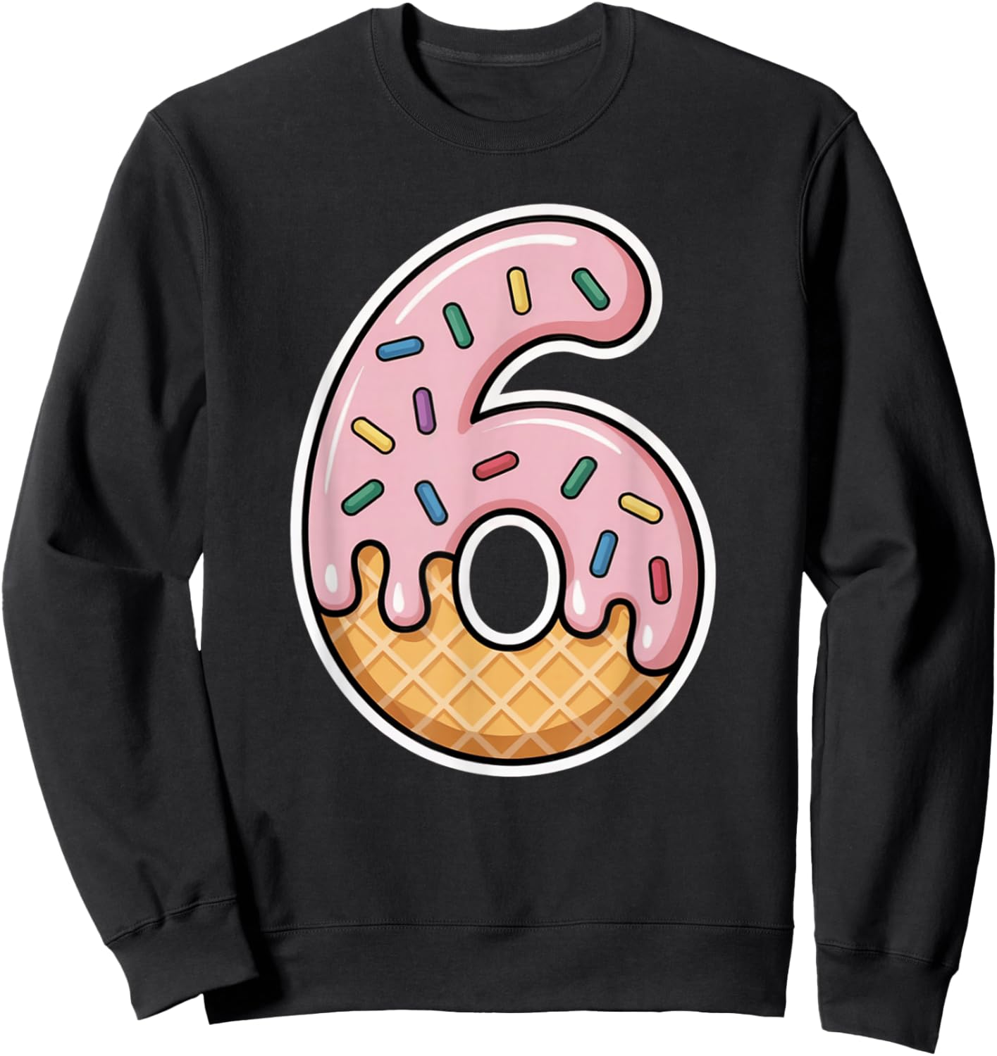 Number 6 Ice Cream Drip Six Seven 67 Meme 6th Birthday Boy Sweatshirt - Sweatshirt | Black