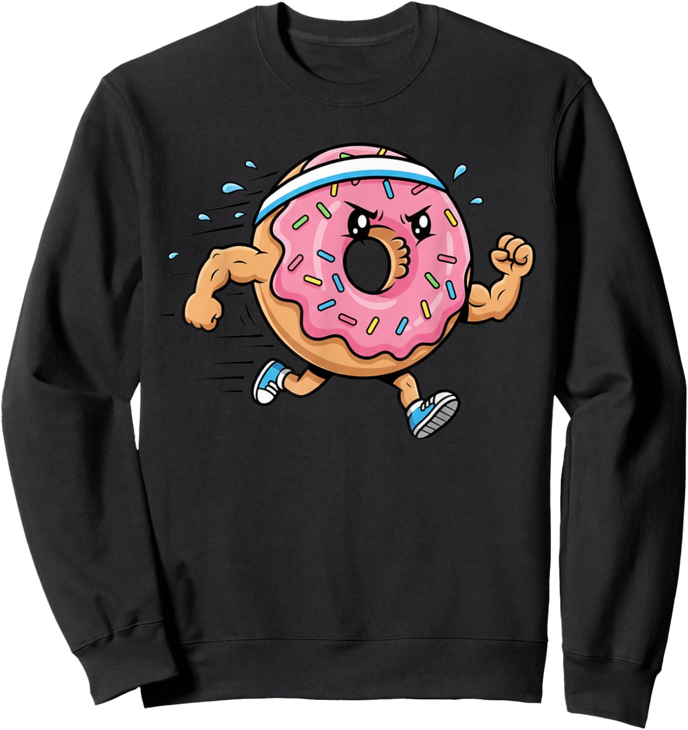 Cute Donut Running Cardio Fun Fitness Sweatshirt - Sweatshirt | Black