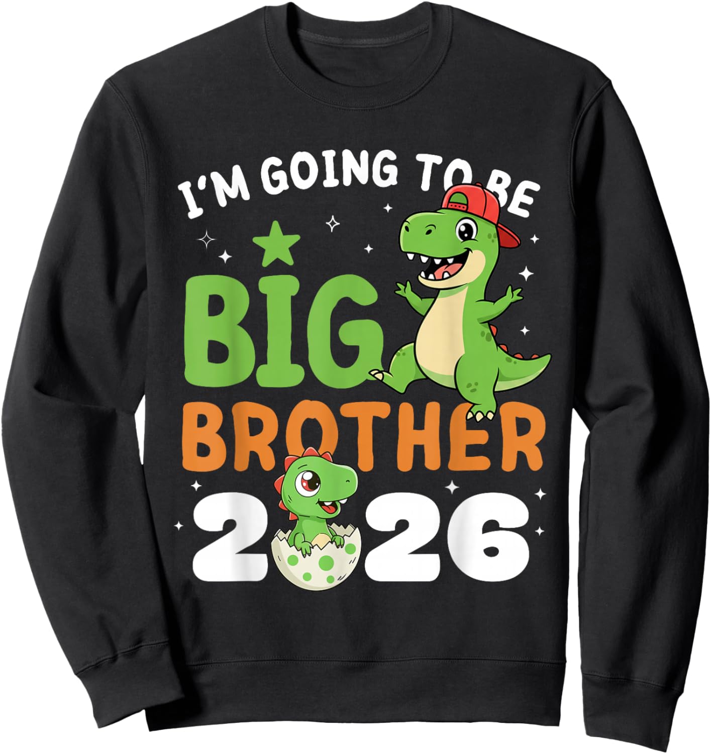 Kids I'm Going to Be Big Brother 2026 Cute T-rex Dinosaur Sweatshirt - Sweatshirt | Black