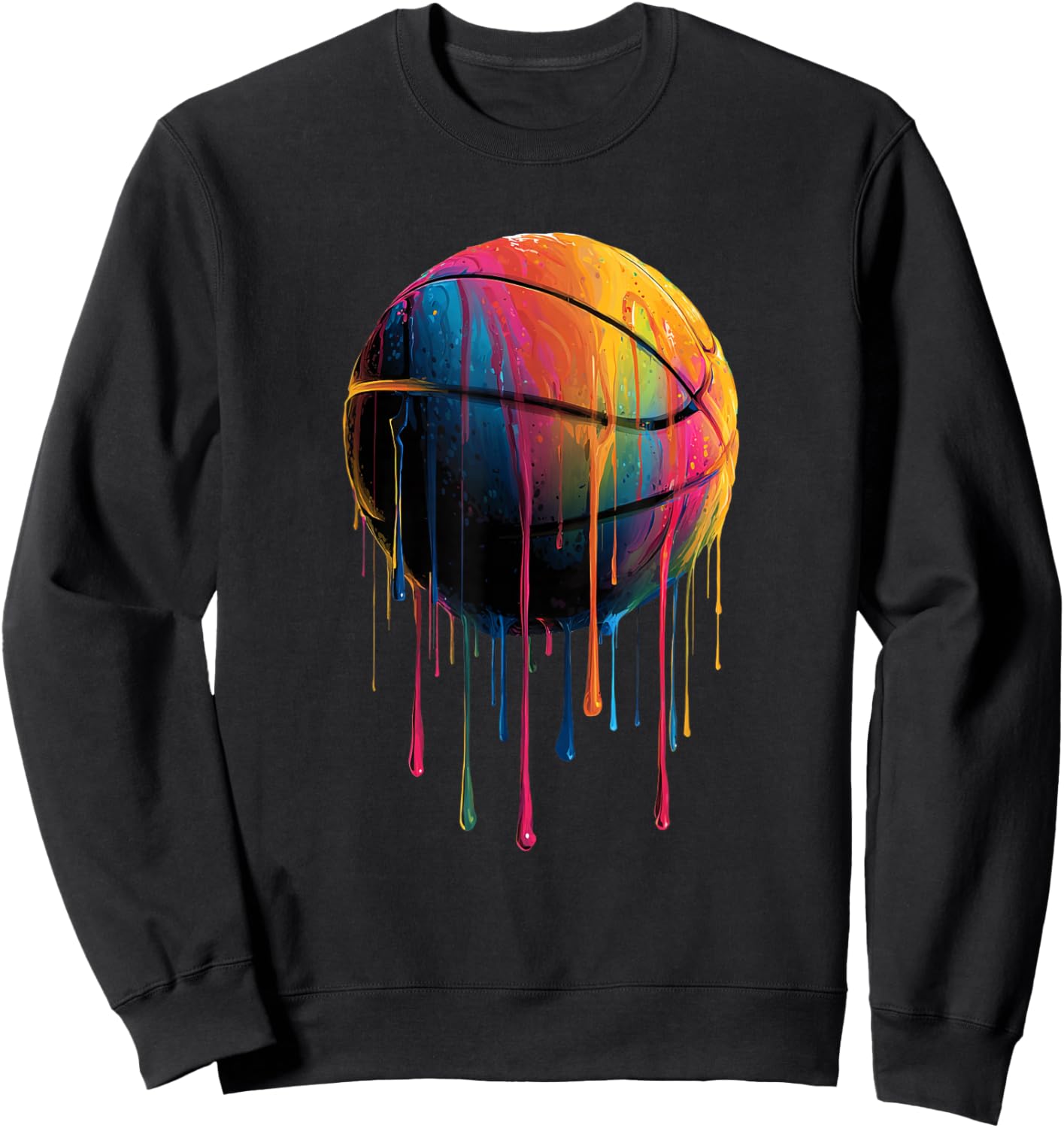 Basketball Colorful Drip Graphic Sweatshirt - Sweatshirt | Black