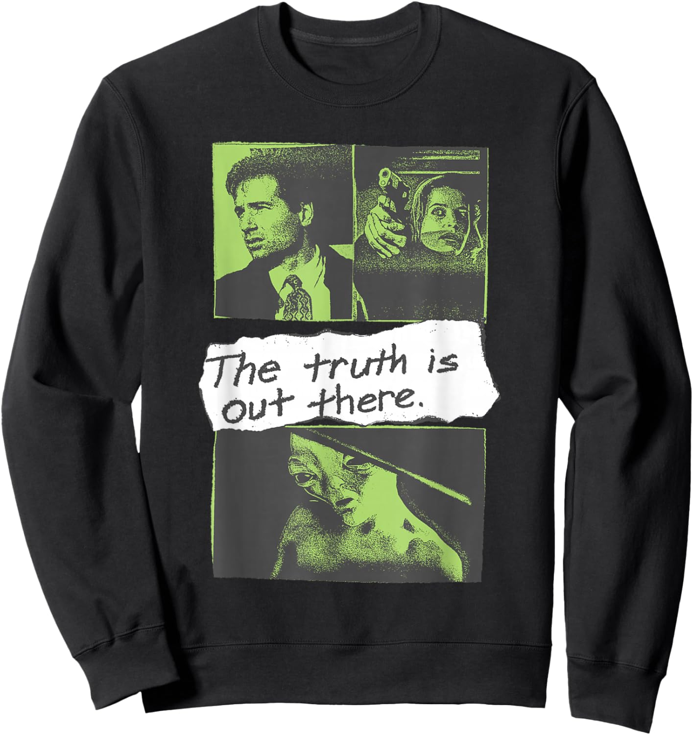 X-Files Front and Back Truth is Out There Alien 90's TV Show Sweatshirt - Sweatshirt | Black