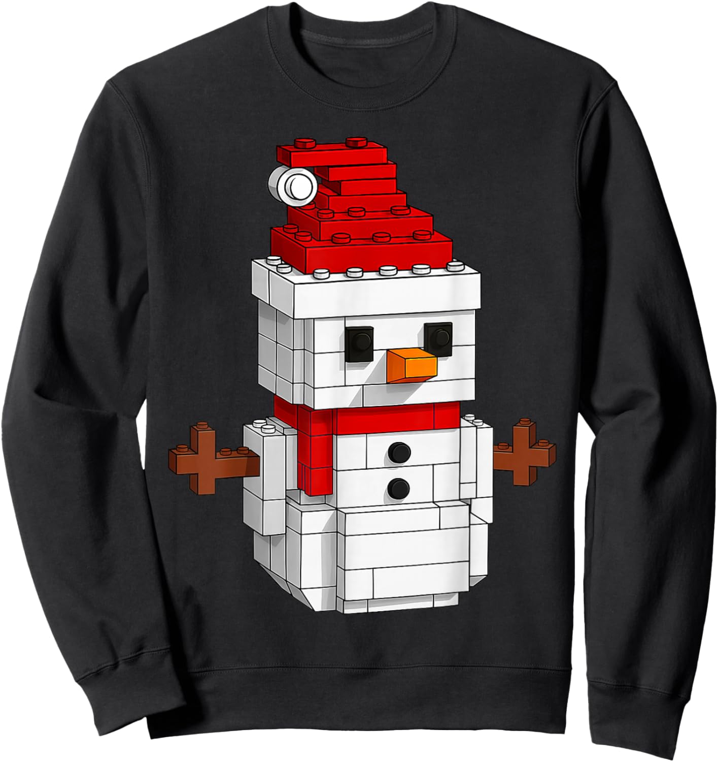 Snowman Building Block Master Builders Merry Christmas Kids Sweatshirt - Sweatshirt | Black