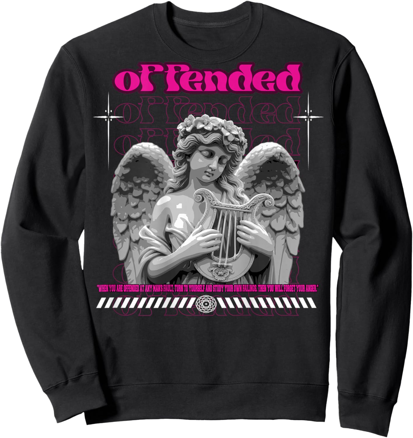 Y2K Angel Back Print Streetwear Aesthetic Hiphop Retro Urban Sweatshirt - Sweatshirt | Black
