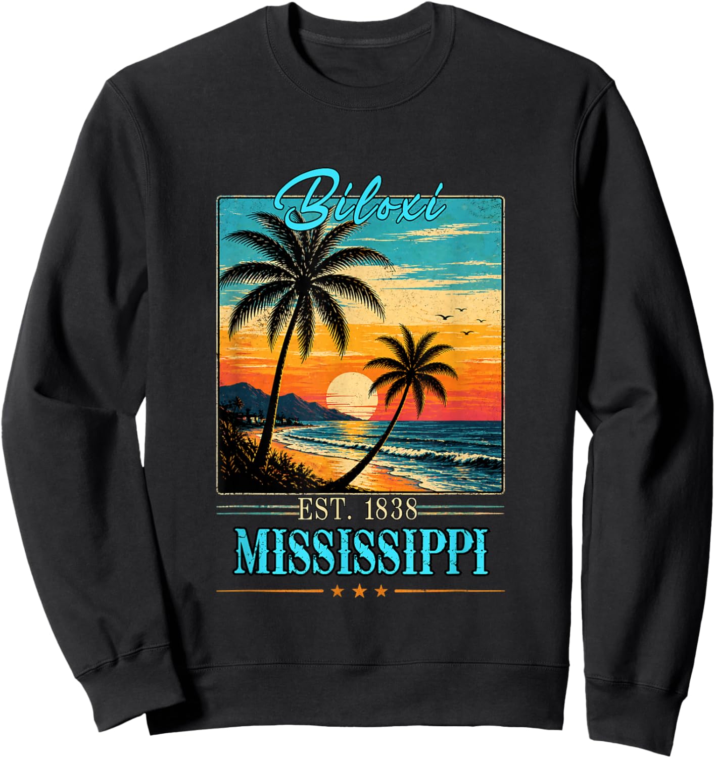 Biloxi Mississippi Sunset Beach Summer 2026 Sweatshirt - Sweatshirt | Black