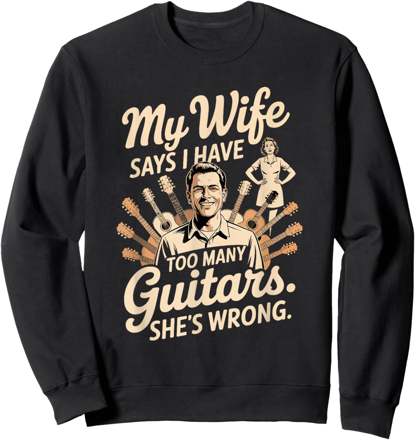 Bass Guitar Acoustic Guitar Player Hoarding Guitars Sweatshirt - Sweatshirt | Black