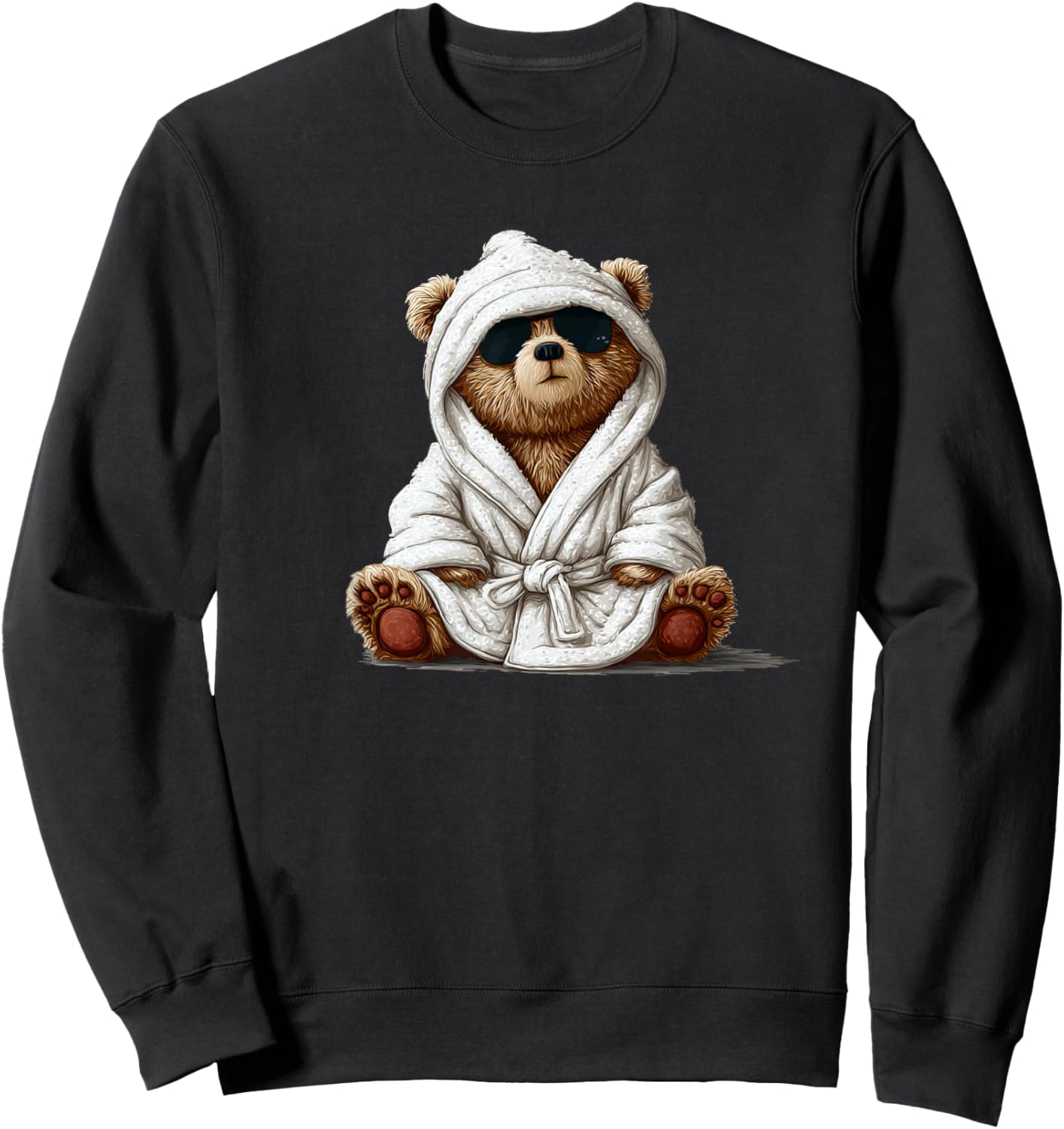 Cool Looking Teddy Bear in Bathrobe for Adults and Kids Sweatshirt - Sweatshirt | Black