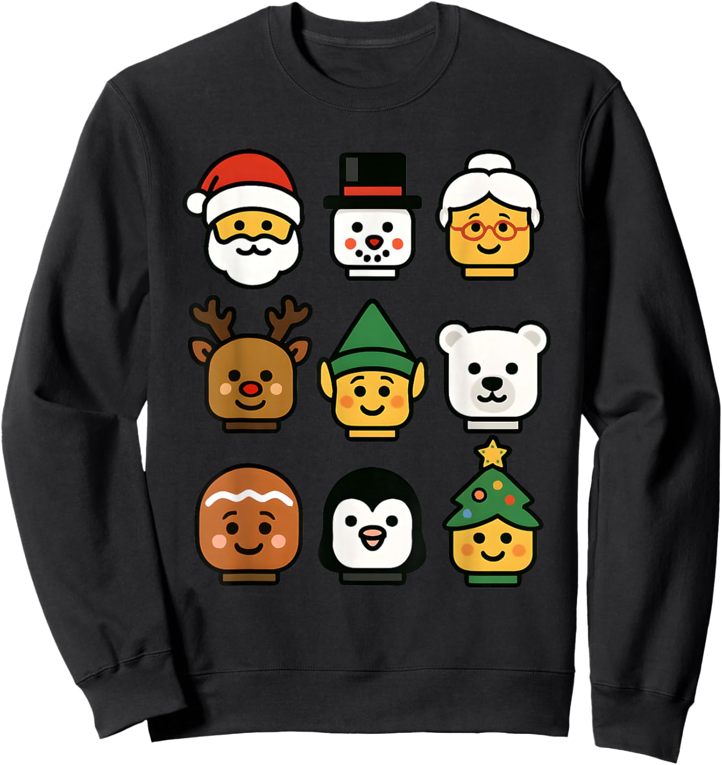 Christmas Building Brick Head Santa Elf Xmas Boys Kids Youth Sweatshirt - Sweatshirt | Black