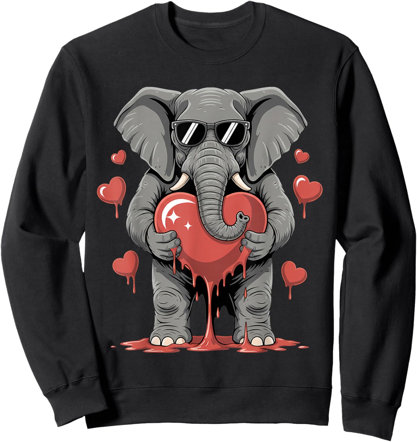 Valentines Day Cute Valentine Elephant Lover Sweatshirt - Sweatshirt | Black