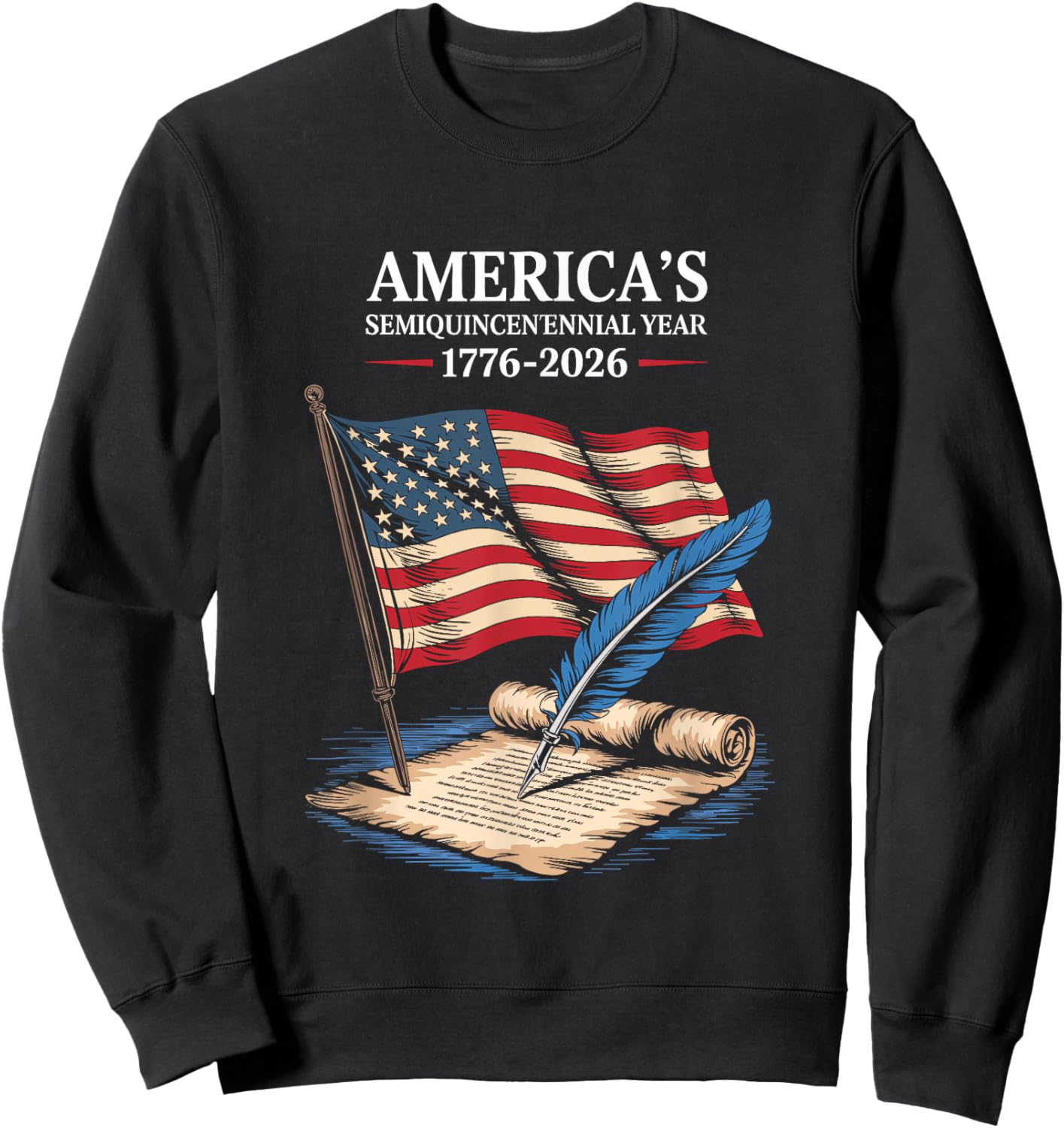 USA Flag 250 Years Independence Day 1776-2026 4th July Sweatshirt - Sweatshirt | Black