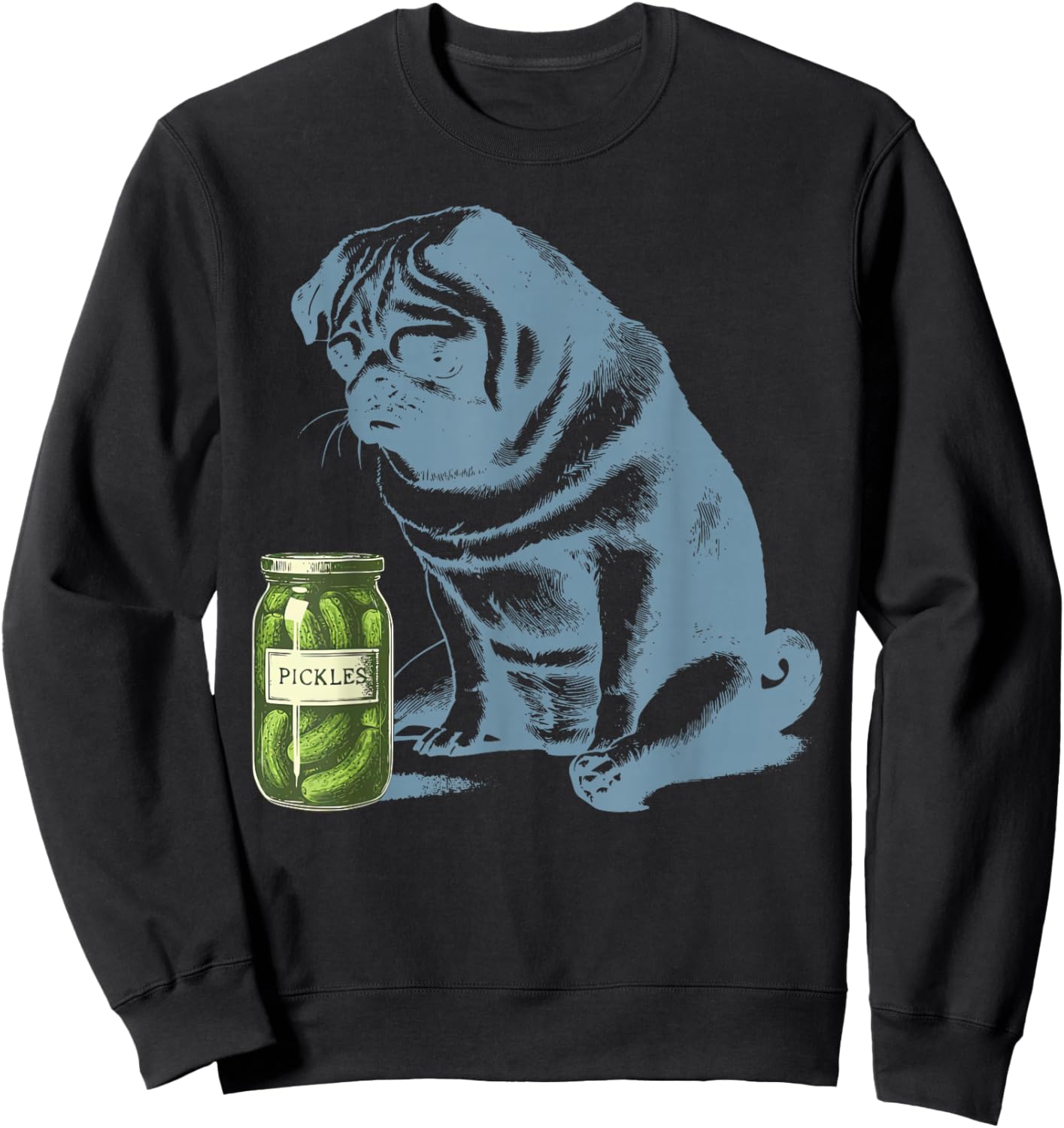 Vintage Pug Dog Pickle Jar Vegetarian Vegetable Pet Lover Sweatshirt - Sweatshirt | Black
