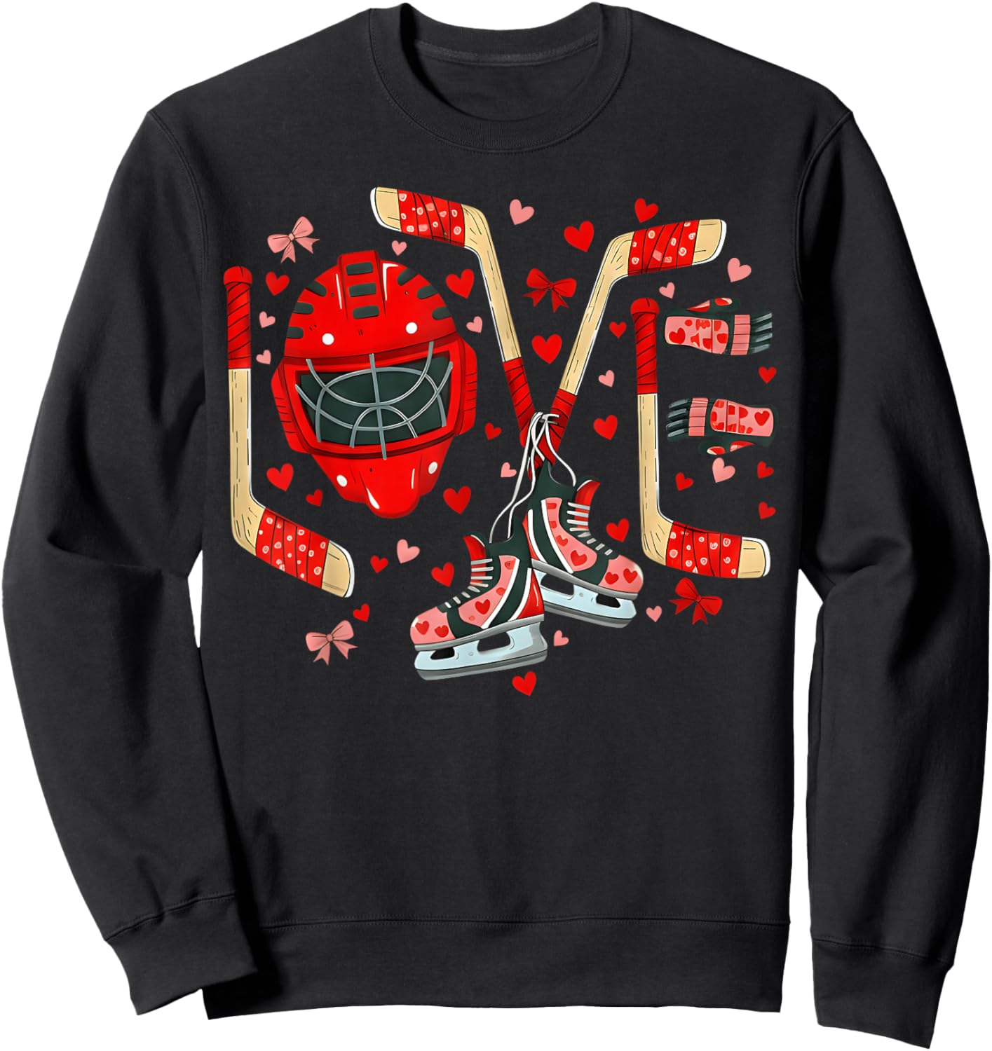 Valentines Day Love Ice Hockey Items Men Boys Kids Teens Sweatshirt - Sweatshirt | Black