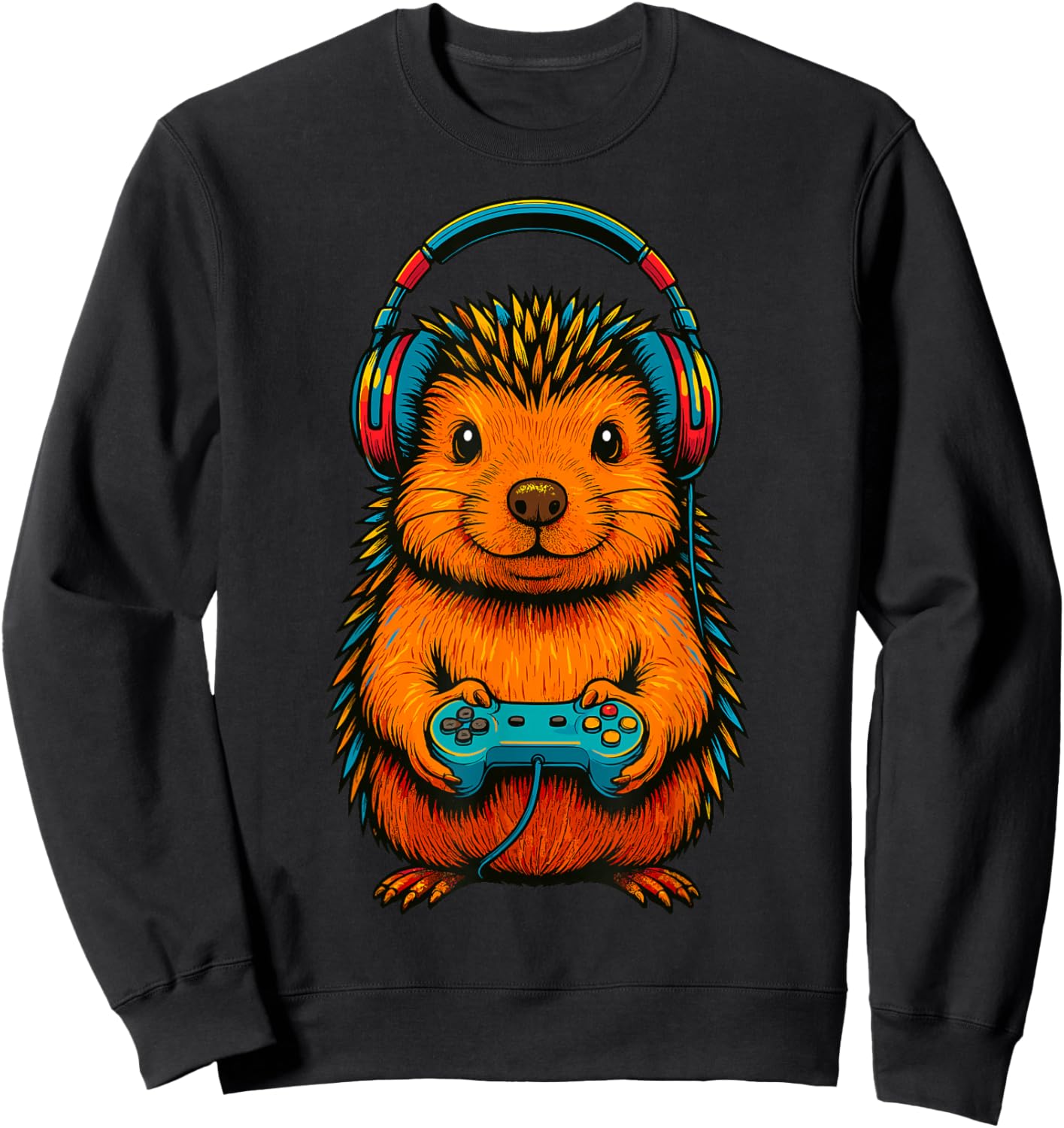 Gamer Hedgehog Gaming Sweatshirt - Sweatshirt | Black