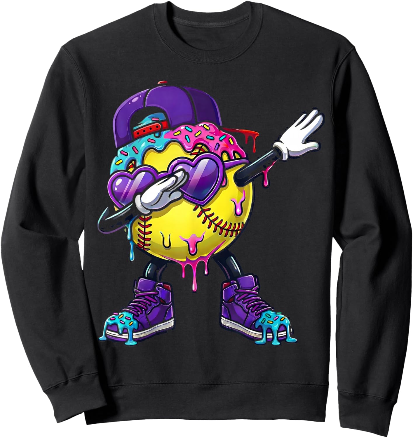 Softball Ice Cream Drip Dabbing Sports Sprinkles for Boys Sweatshirt - Sweatshirt | Black