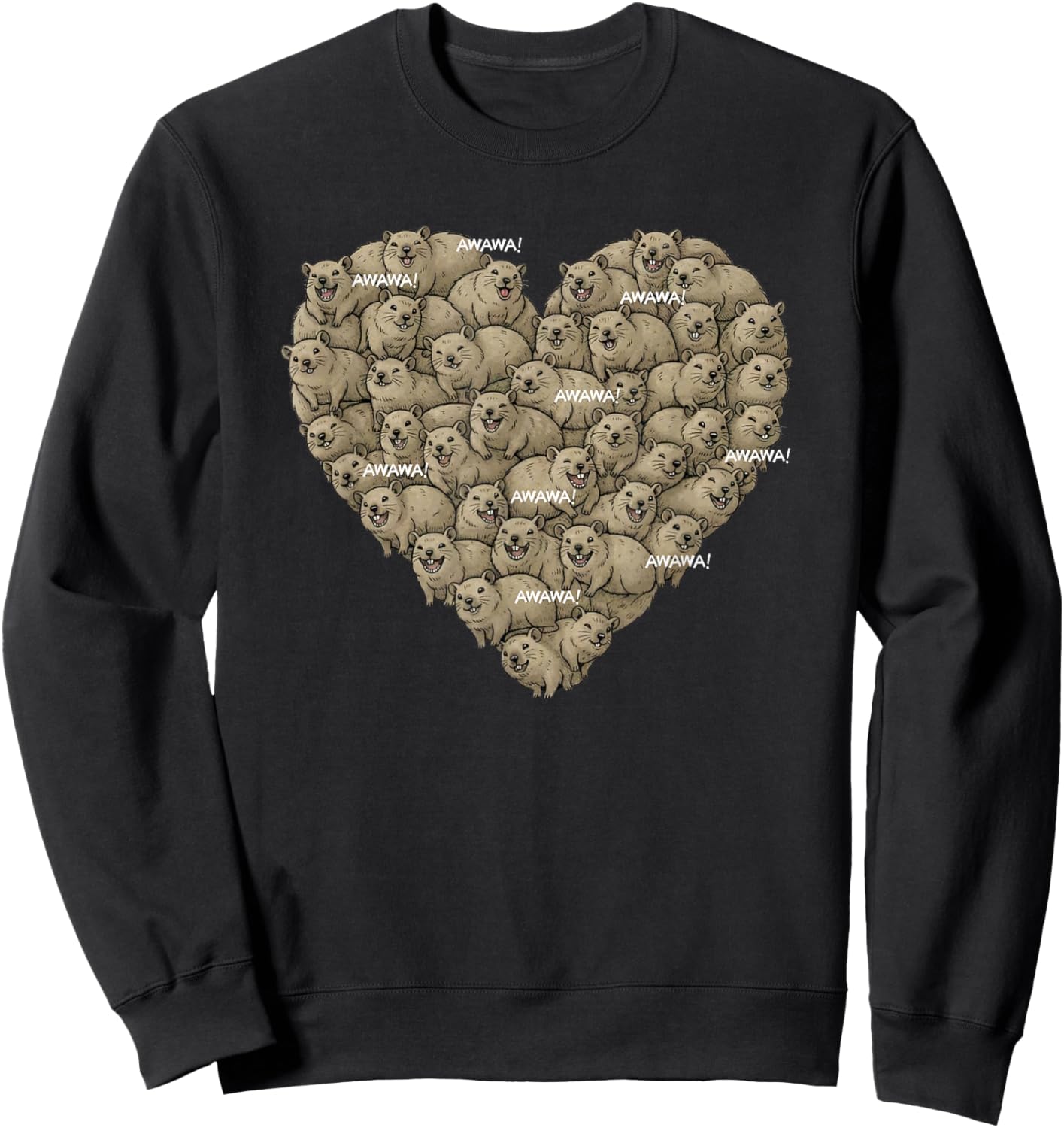 Rock Hyrax Awawa Heart Cluster Valentines Day Funny Cute Sweatshirt - Sweatshirt | Black
