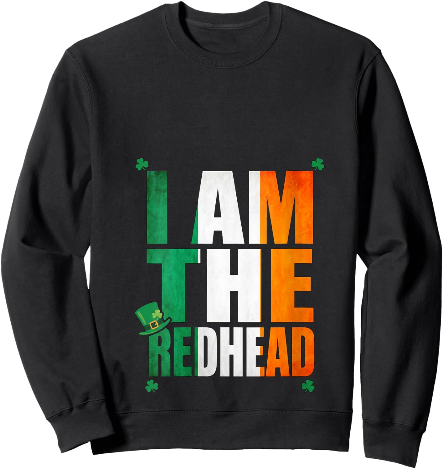 Women's Irish Flag I am The Redhead St Patrick’s Day Leprechaun Hat V-Neck Sweatshirt - Sweatshirt | Black