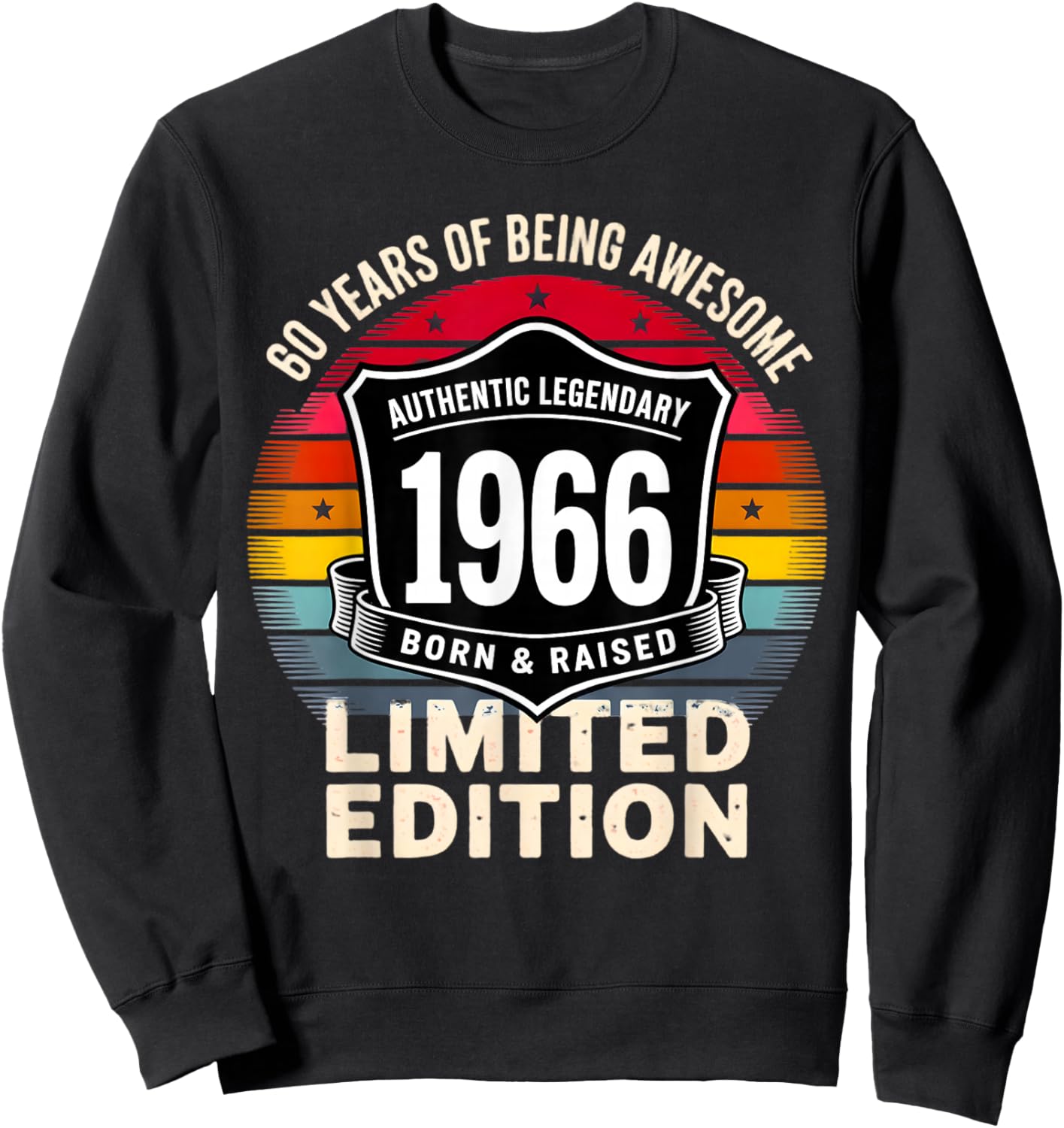 Vintage 1966 60th Birthday Gift Men Women 60 Years Old Sweatshirt - Sweatshirt | Black