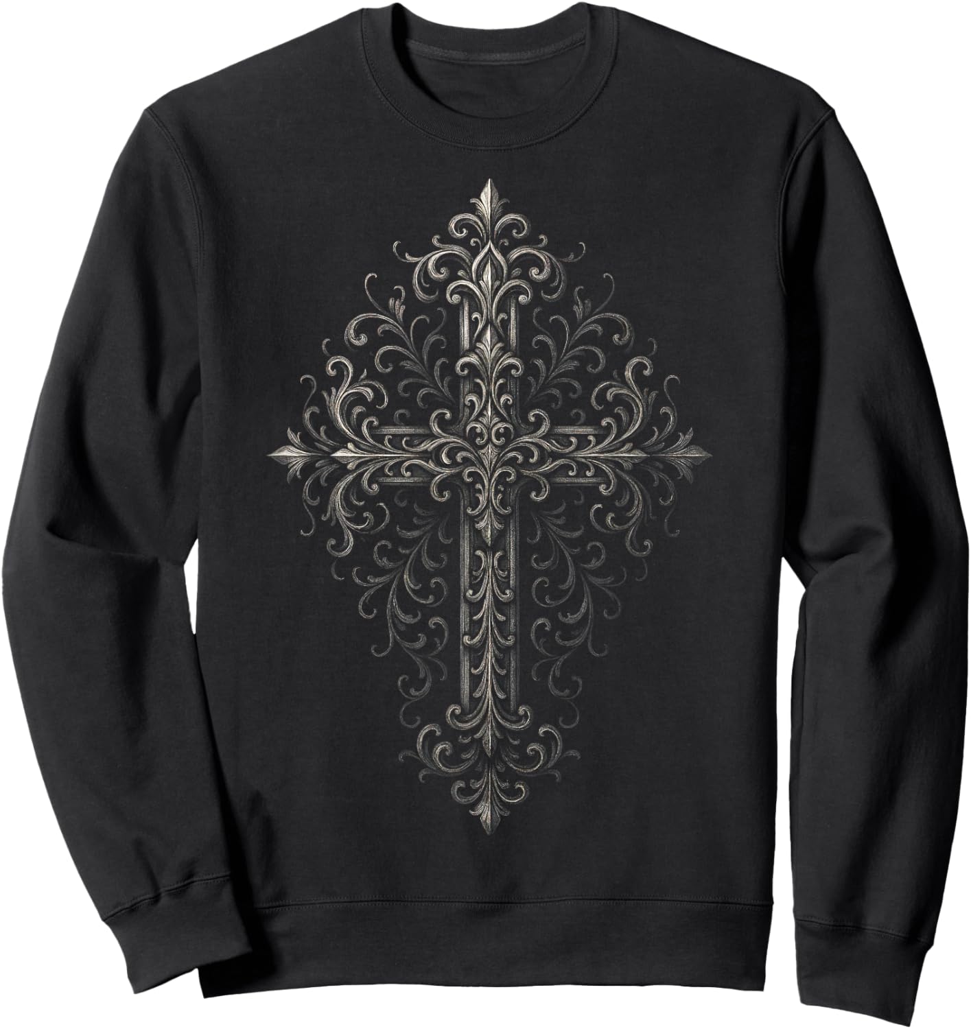 Ornate Cross - Gothic Grunge Alt Aesthetic Sweatshirt - Sweatshirt | Black