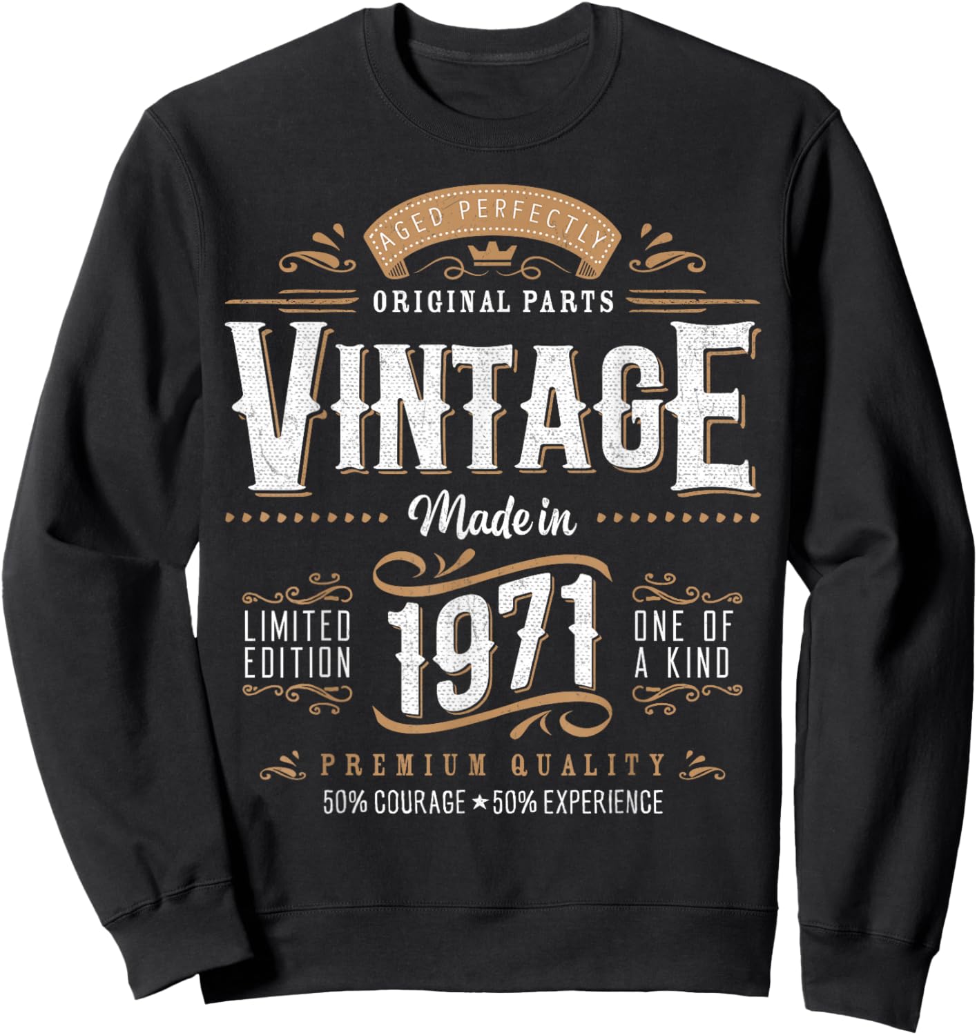 Vintage 1971 Label 55th Birthday Gift Men Women 55 Year Old Sweatshirt - Sweatshirt | Black