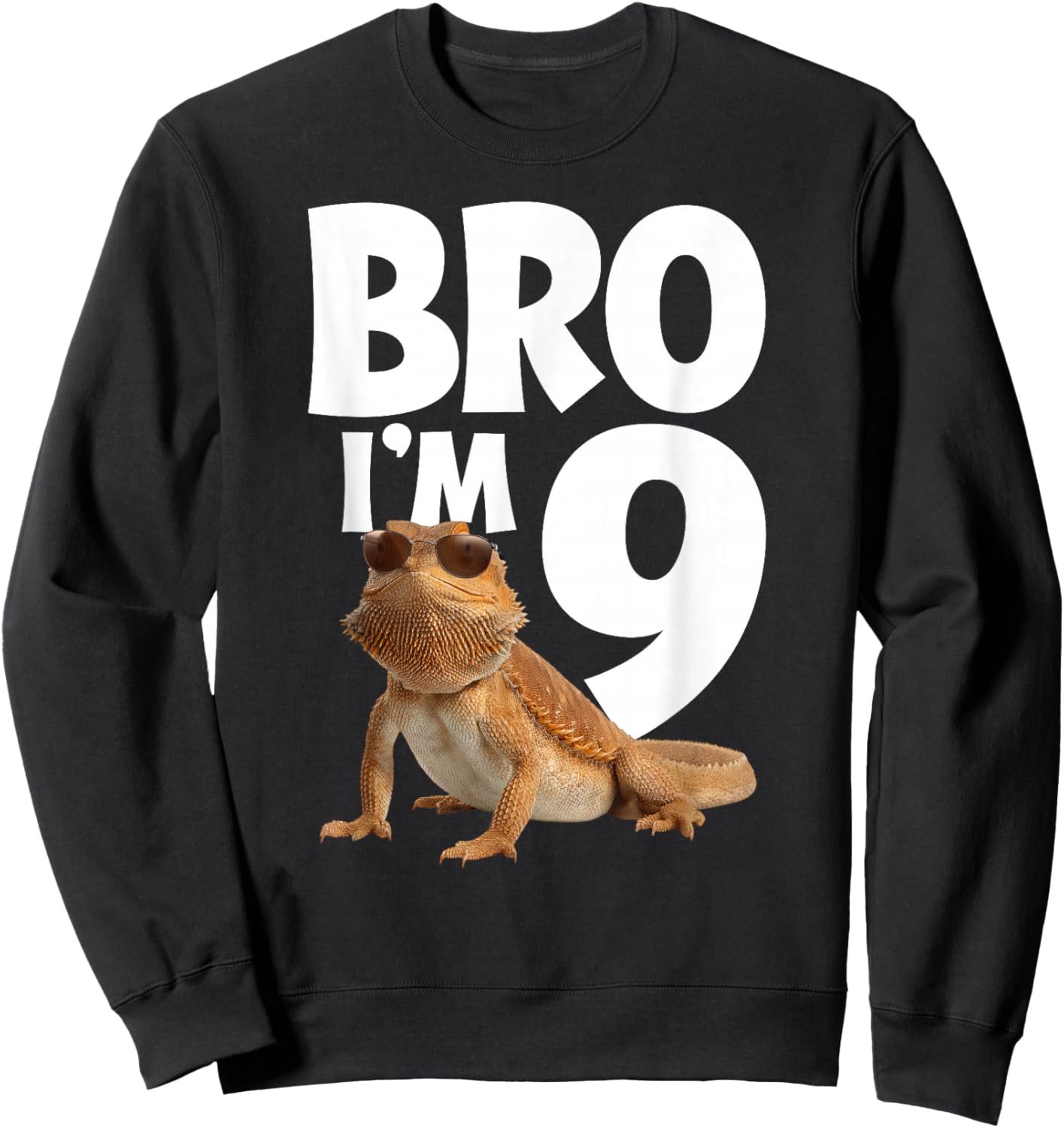 9th Reptile Birthday Nine Year Old Bearded Dragon Birthday Sweatshirt - Sweatshirt | Black