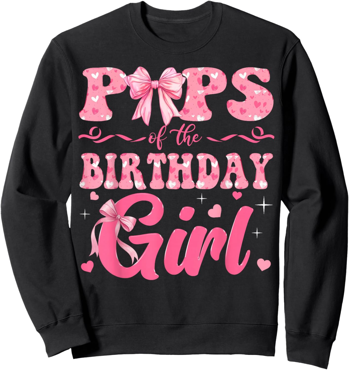 Pops of The Birthday Girl Family Pink Coquette Bow Sweatshirt - Sweatshirt | Black