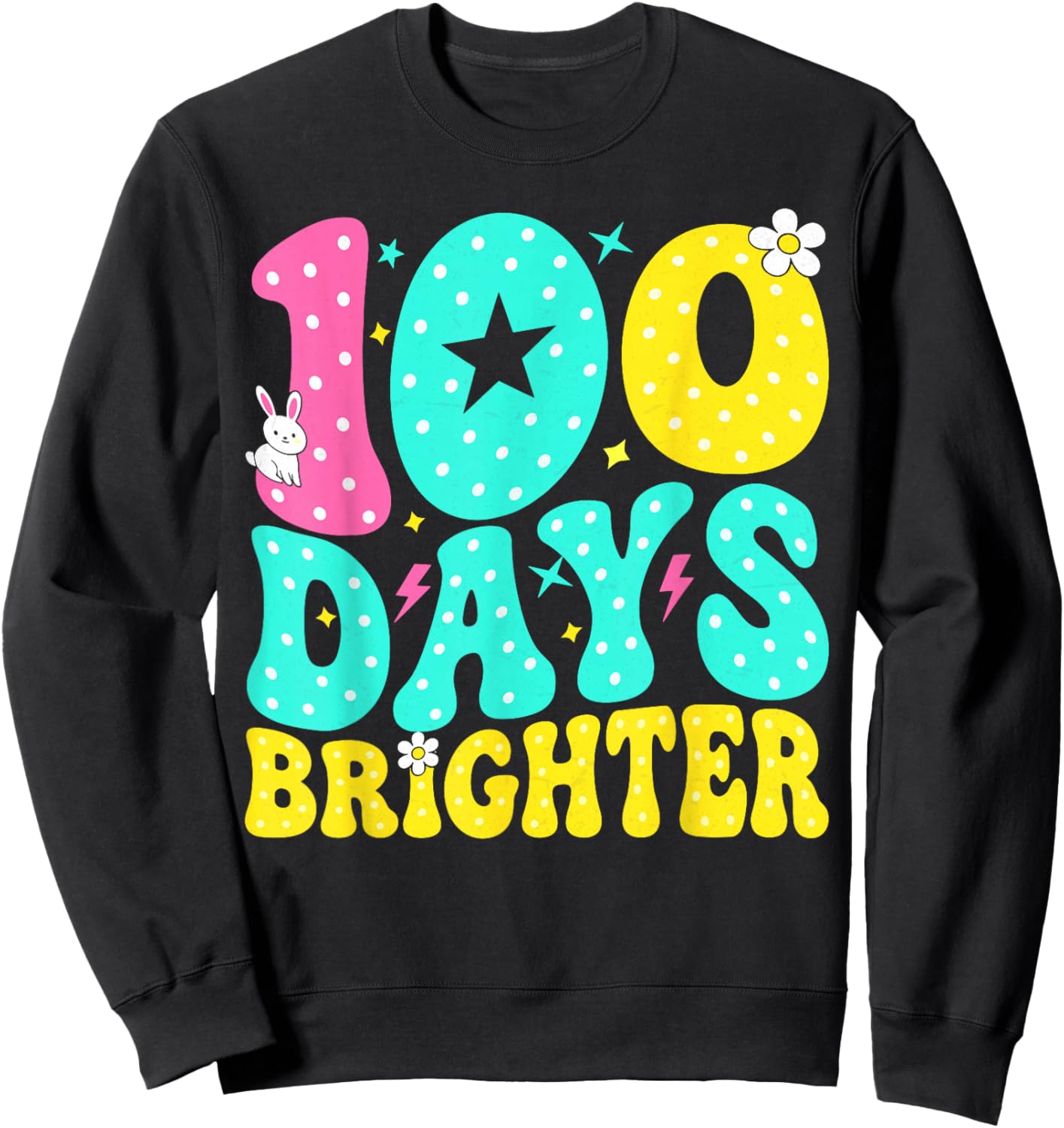Preppy 100 Days Brighter Groovy 100th Day of School Teachers Sweatshirt - Sweatshirt | Black
