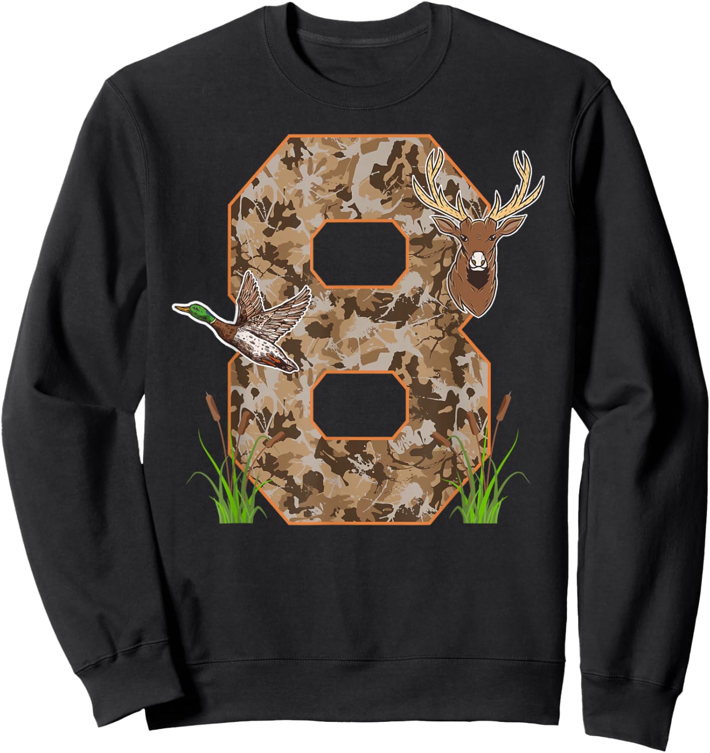 8th Hunting Birthday 8 Year Old Hunter Birthday Party Sweatshirt - Sweatshirt | Black