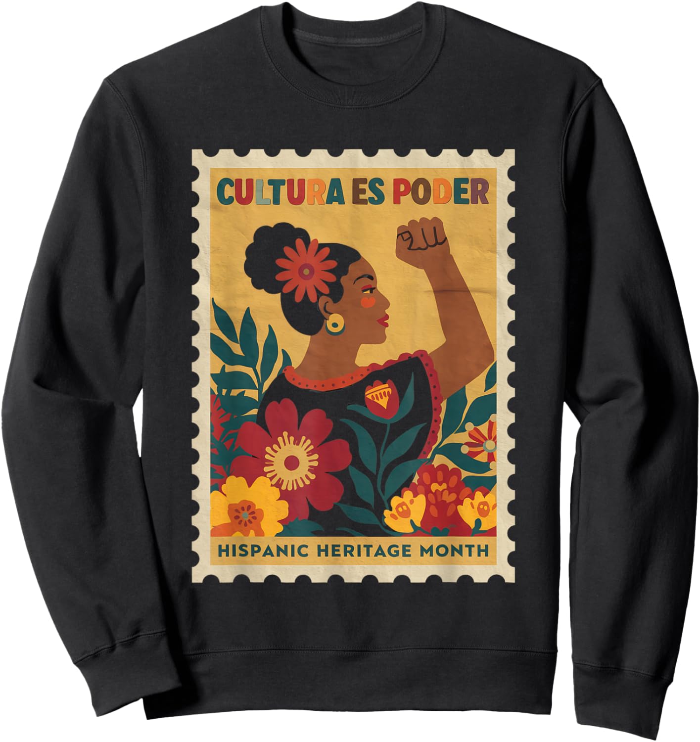 Cultura ES Poder Hispanic Heritage Latina Empowerment Sweatshirt - Sweatshirt | Black