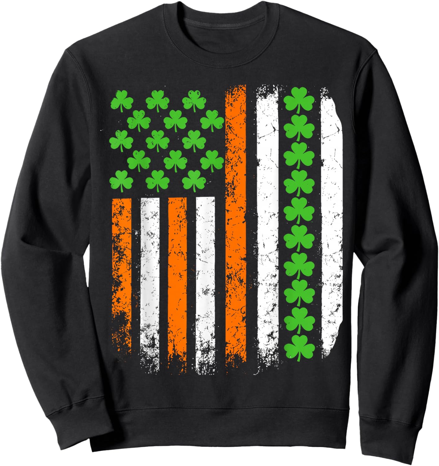 US American Flag with Shamrocks for St Patricks Day Sweatshirt - Sweatshirt | Black