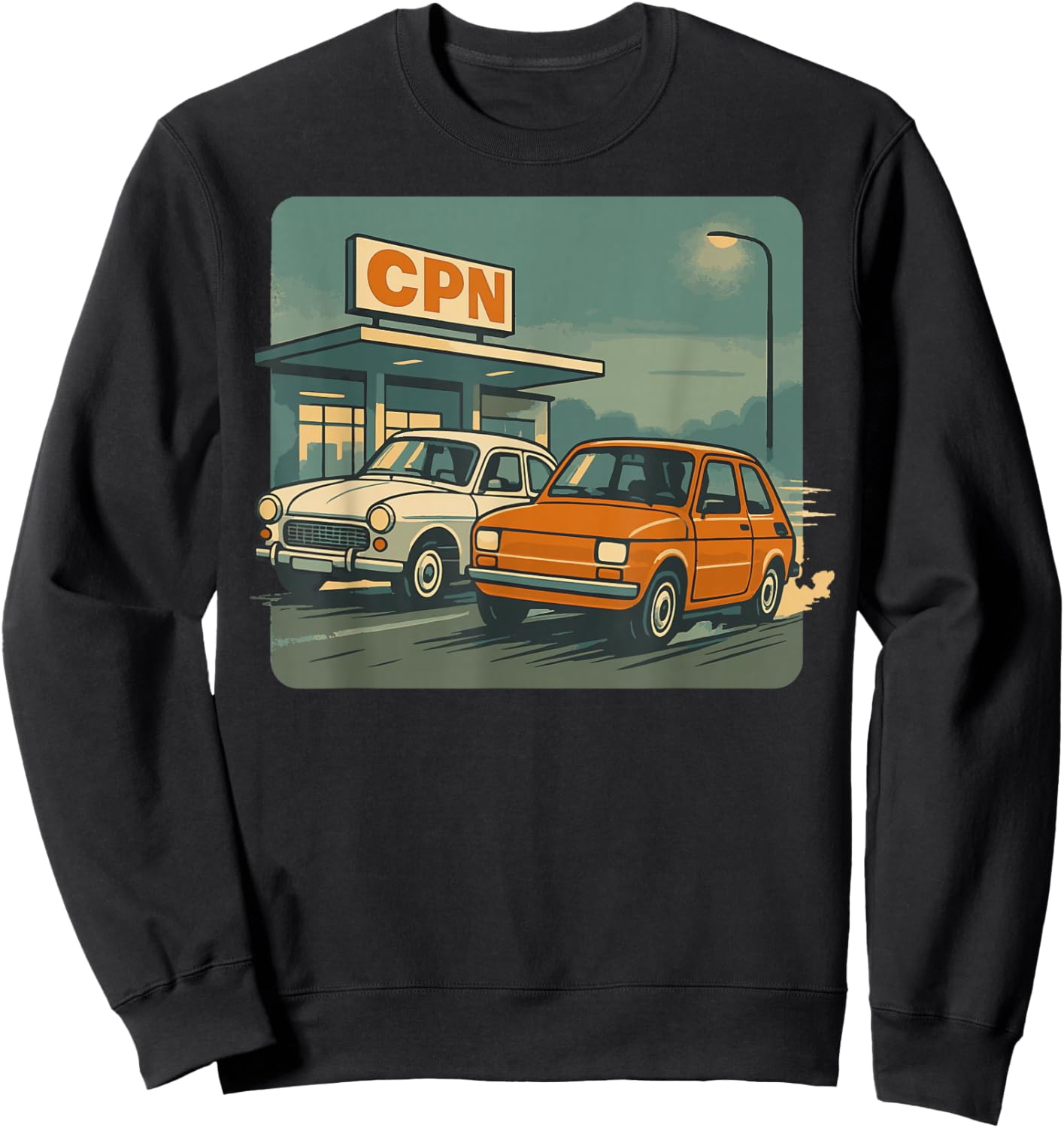 CPN Retro Cars PRL Poland Oldschool Vintage Ride Sweatshirt - Sweatshirt | Black