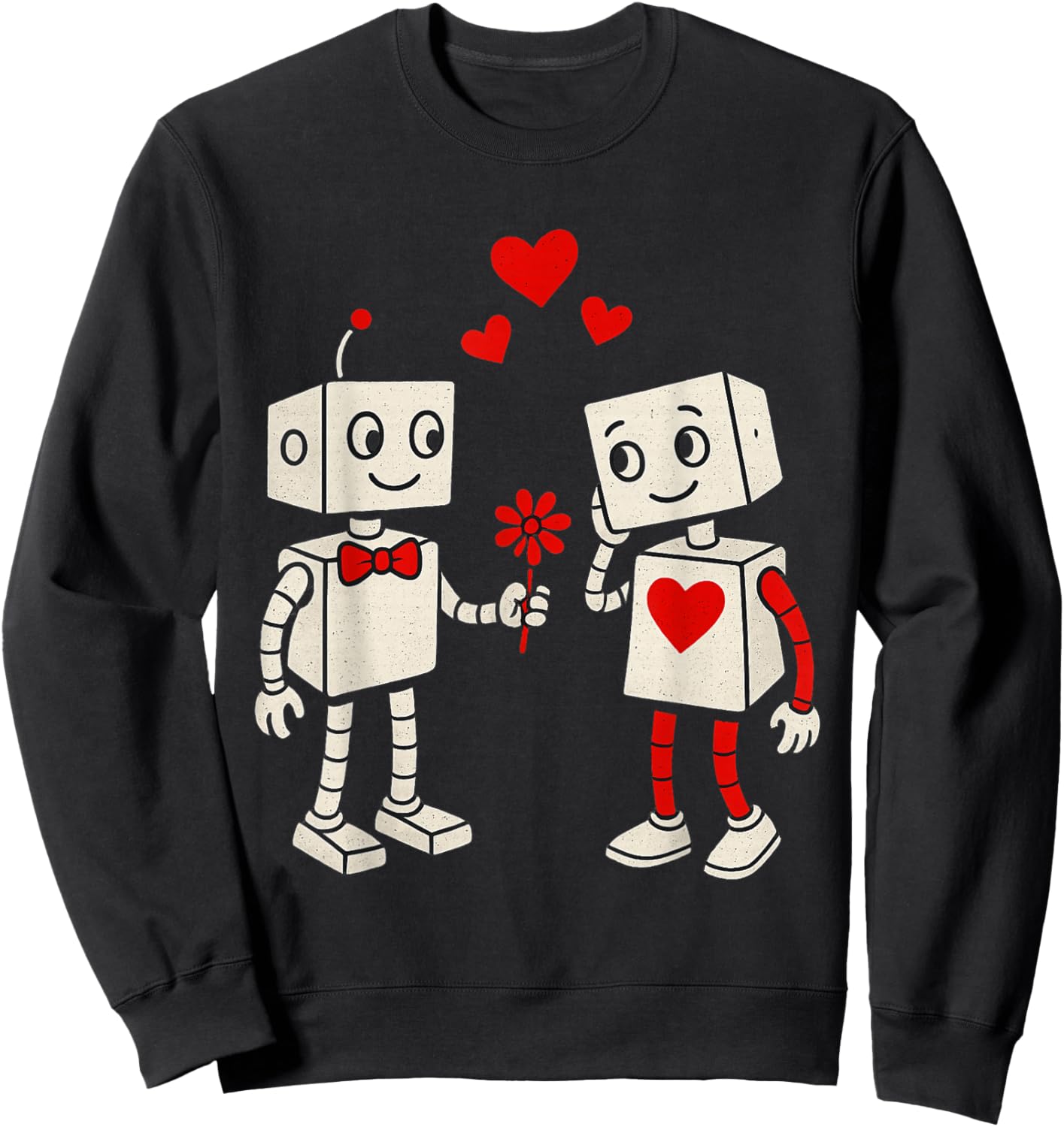 Valentines Day Robots Couple Love Story Sweatshirt - Sweatshirt | Black