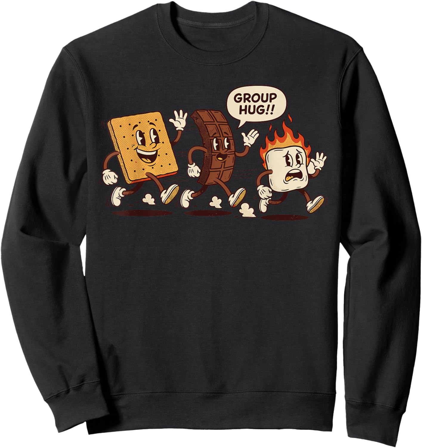 Group Hug Smores Costume, Marshmallow Campfire Roasting Sweatshirt - Sweatshirt | Black