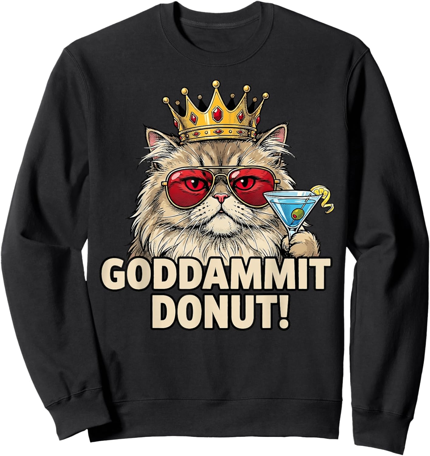 Donut Princess Cat Meme – Kawaii Funny Cartoon Style Sweatshirt - Sweatshirt | Black