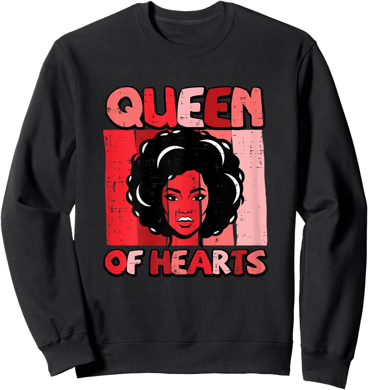 Valentines Day African Woman Queen of Hearts Retro Women Sweatshirt - Sweatshirt | Black