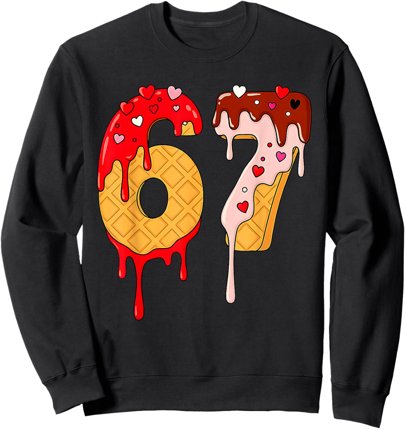 67 Ice Cream Drip Meme Funny Six Seven Valentine Days Sweatshirt - Sweatshirt | Black