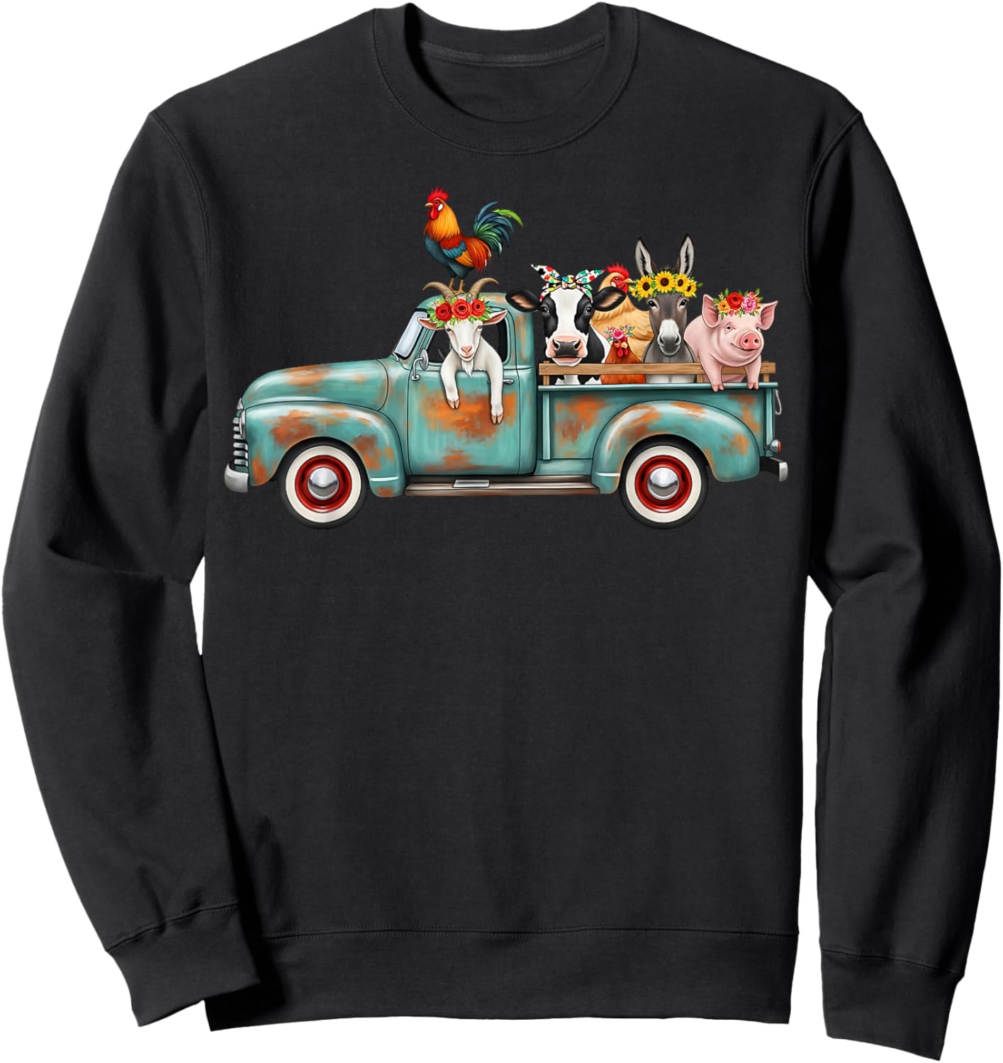 Farm Animal Truck Cute Animals Farmer Barn Lover Sweatshirt - Sweatshirt | Black
