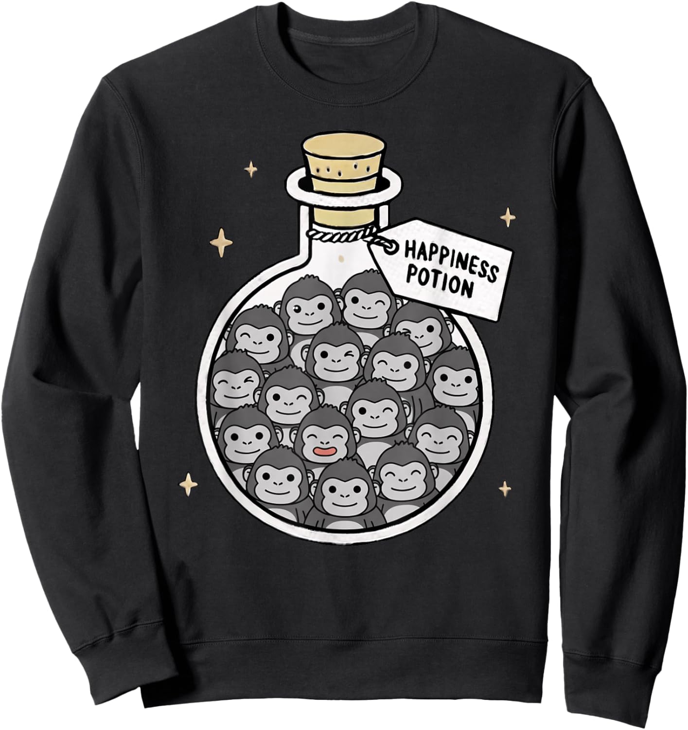 Funny Gorilla Happiness Potion Zoo Boys Girls Kids Sweatshirt - Sweatshirt | Black