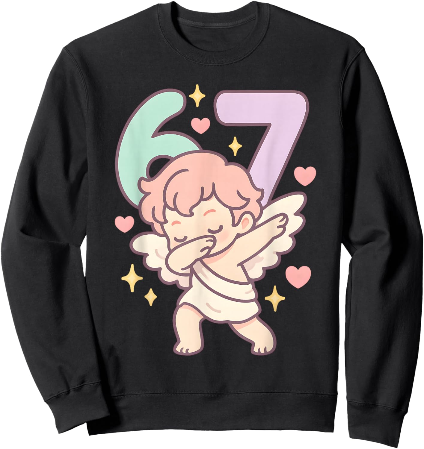 Valentines Day Dabbing 67 Pastel Chibi Cupid Funny Dancing Sweatshirt - Sweatshirt | Black