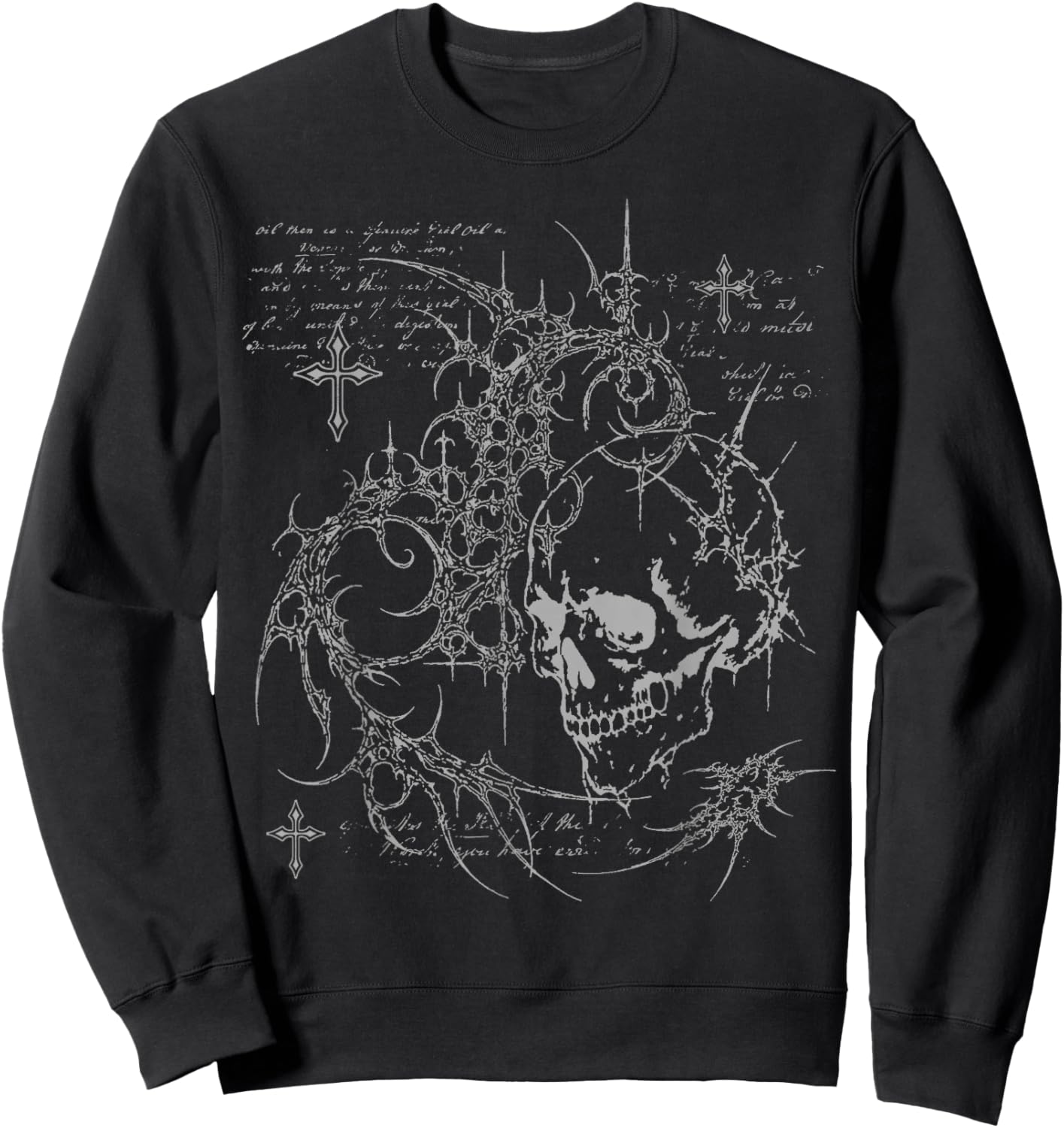 Y2K Grunge Goth Alt Skull Sigilism Vintage Graphic Sweatshirt - Sweatshirt | Black
