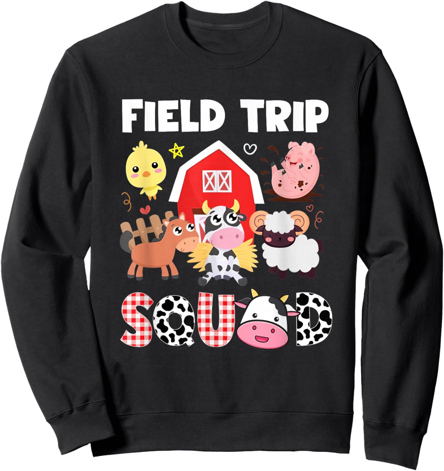 Field Trip Squad Shirt Kids Farm Animals Cute School Trip Sweatshirt - Sweatshirt | Black