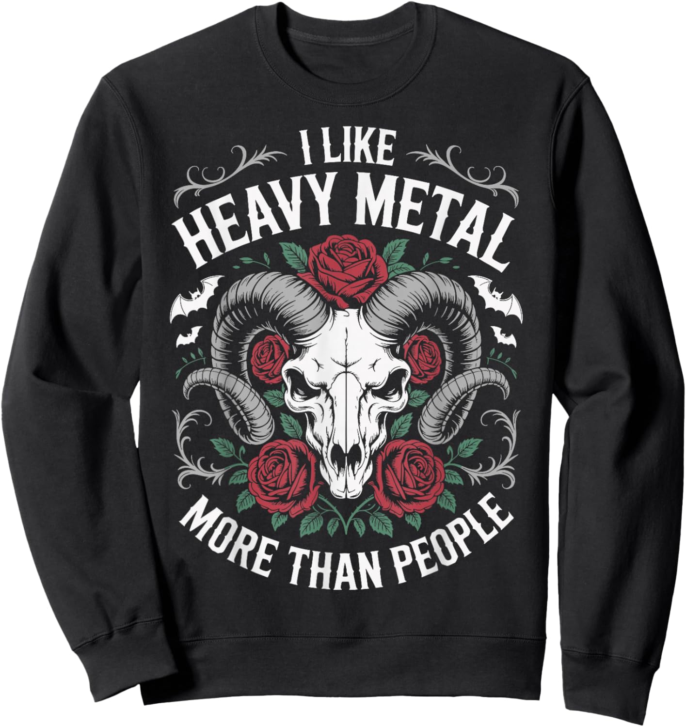 I Like Heavy Metal More Than People Sweatshirt - Sweatshirt | Black