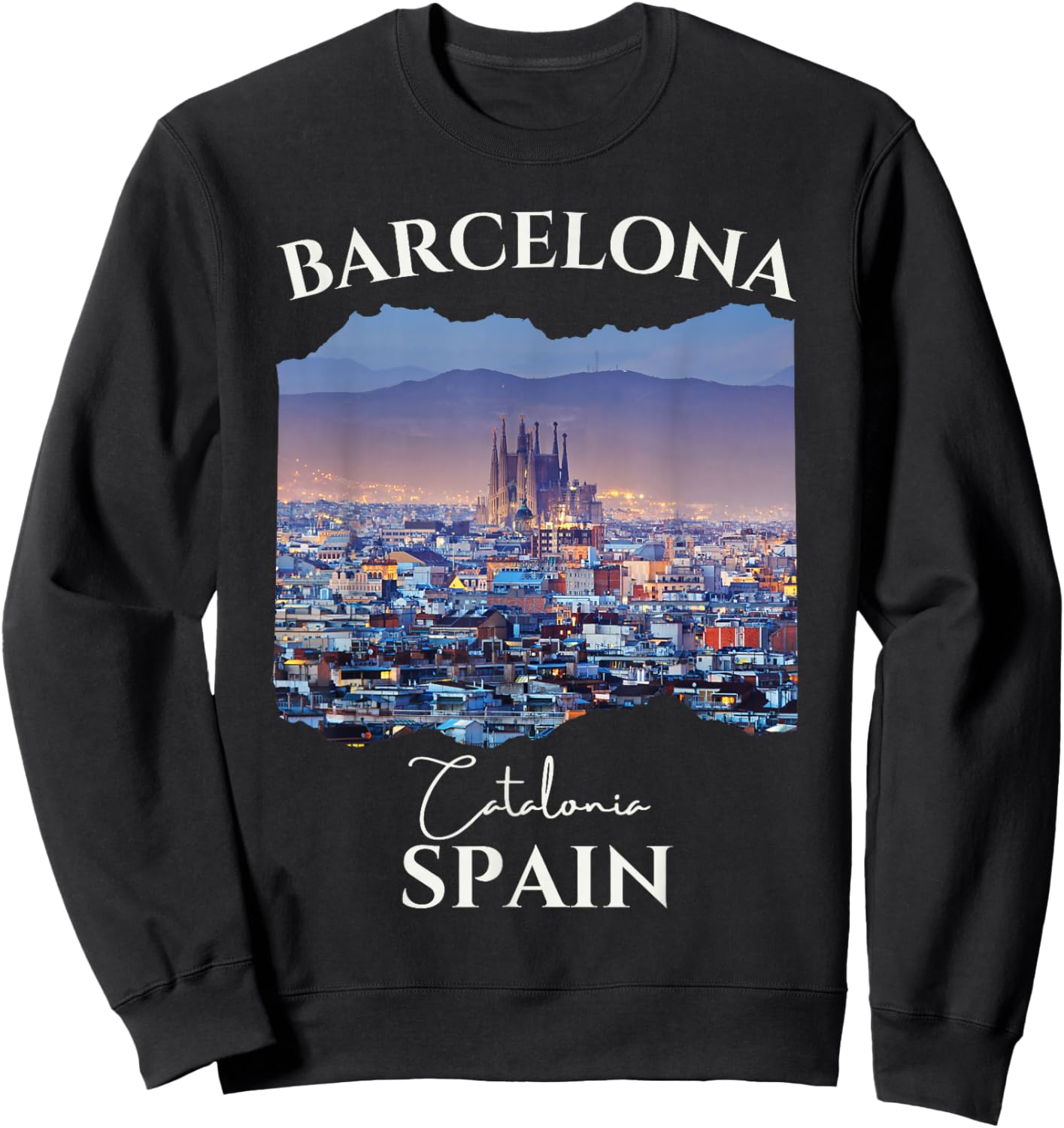 Barcelona Spain Souvenir City Skyline Family Women Men Kids Sweatshirt - Sweatshirt | Black