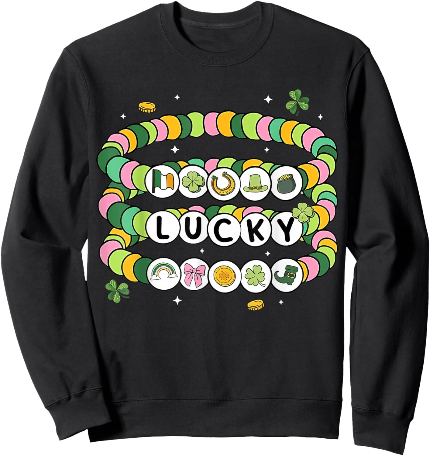 St. Patrick's Day Lucky Friendship Bracelet Girl Women Kid Sweatshirt - Sweatshirt | Black
