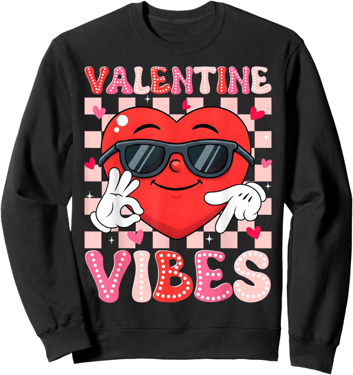 Valentine Vibes Six Seven 6 7 Meme Slang Heart Boy Girl Kids Sweatshirt - Sweatshirt | Black