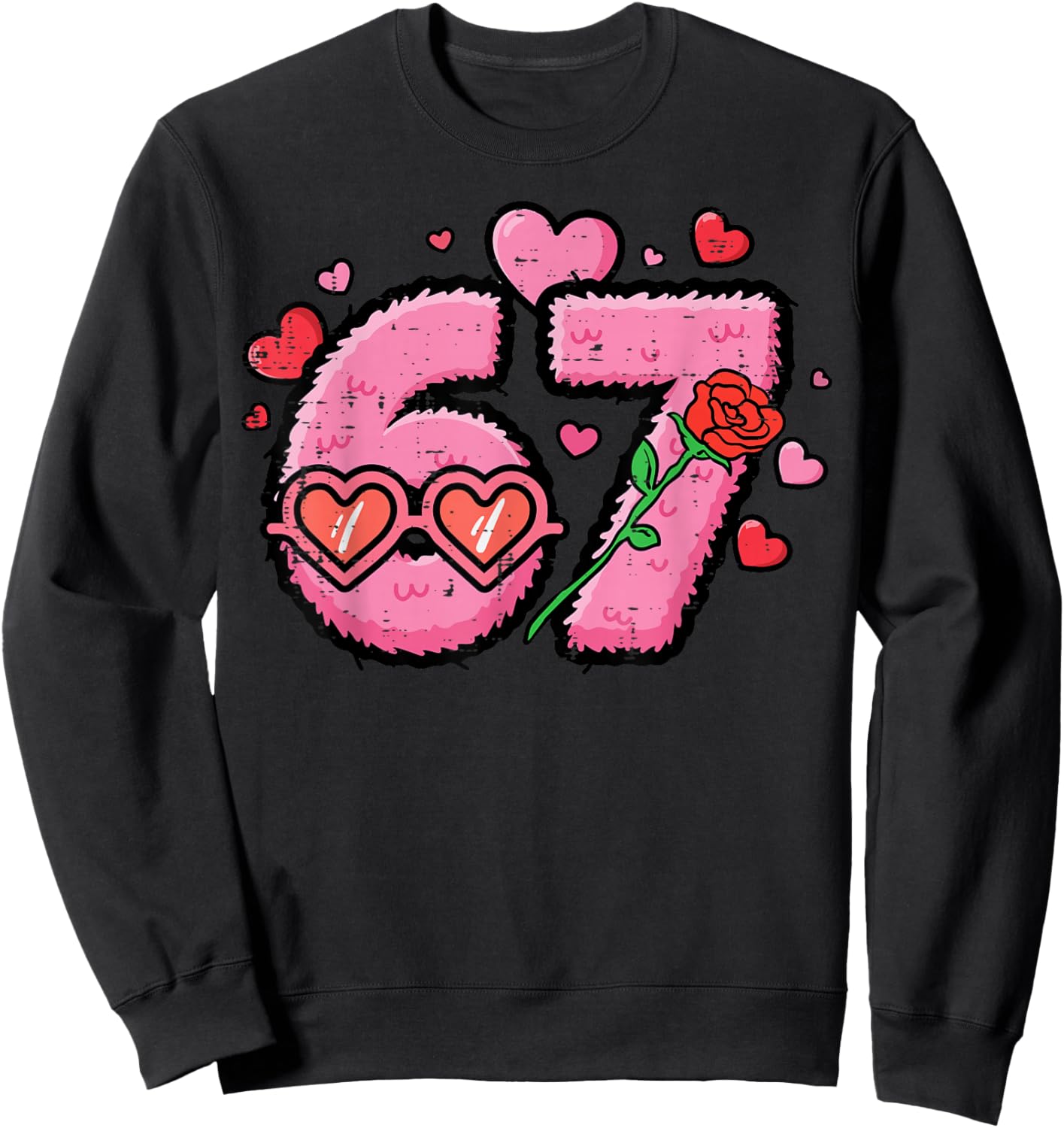 Valentines Day 6 7 Hearts 67 Six Seven Meme Boys Kids Youth Sweatshirt - Sweatshirt | Black
