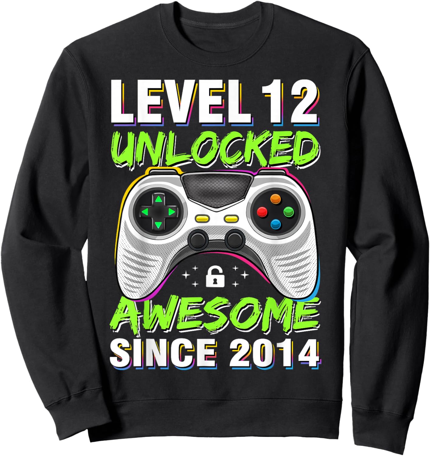 Level 12 Unlocked Awesome Since 201412th Birthday Gaming Sweatshirt - Sweatshirt | Black