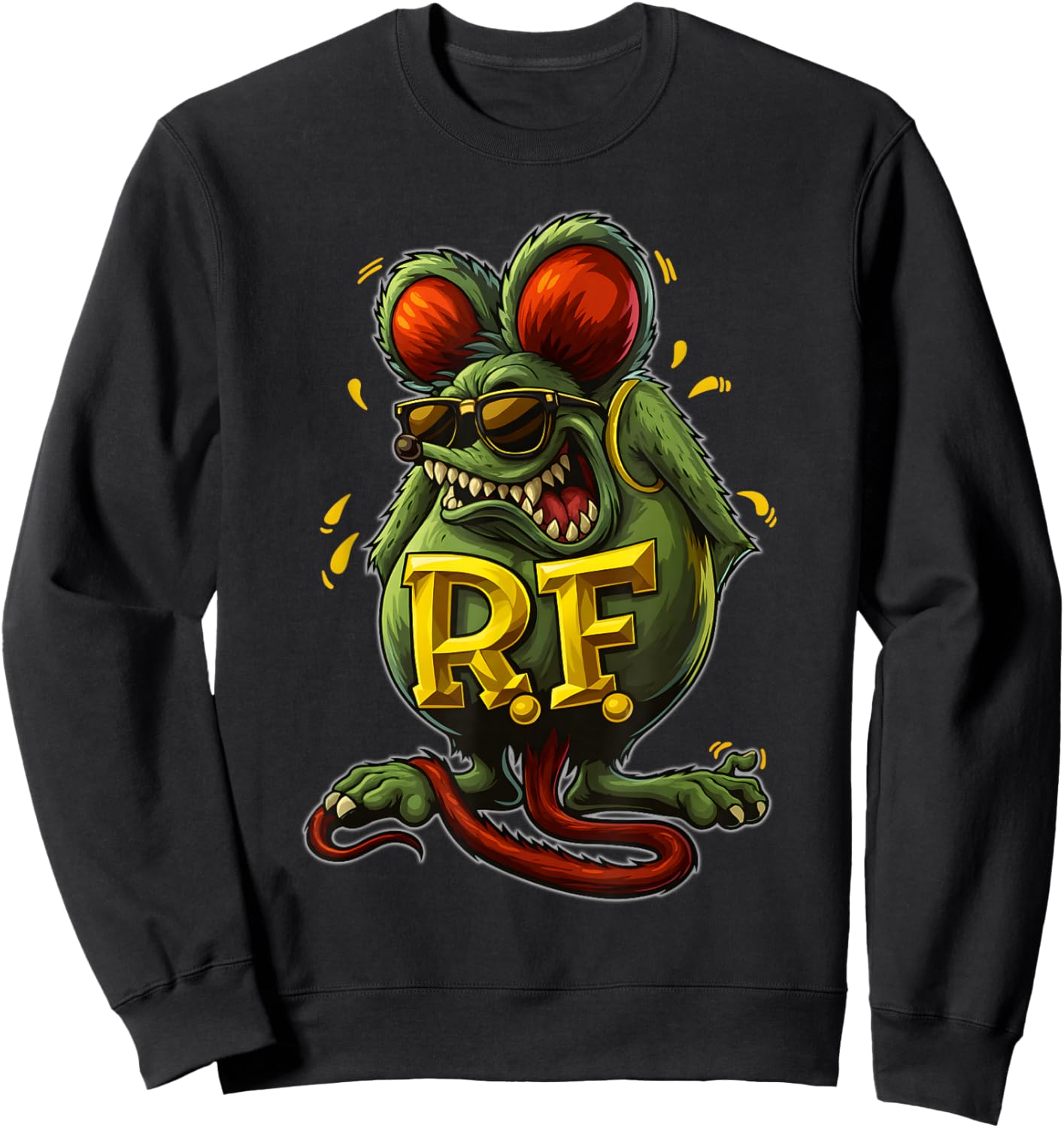 Funny Rat Fink Horror Hot Rod Cool Spooky Mouse Sunglasses Sweatshirt - Sweatshirt | Black