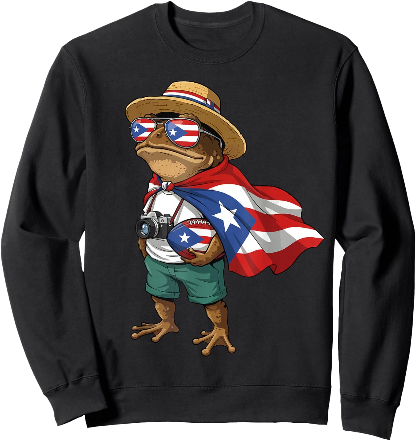 Coqui Frog Puerto Rico Flag Puerto Rican Football Boricua Sweatshirt - Sweatshirt | Black