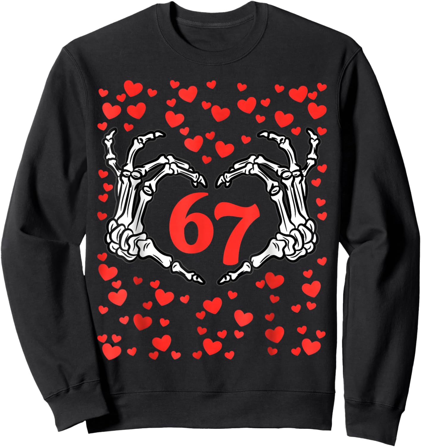 Funny Six Seven 6 7 Meme Women Kids Valentine Girl Sweatshirt - Sweatshirt | Black