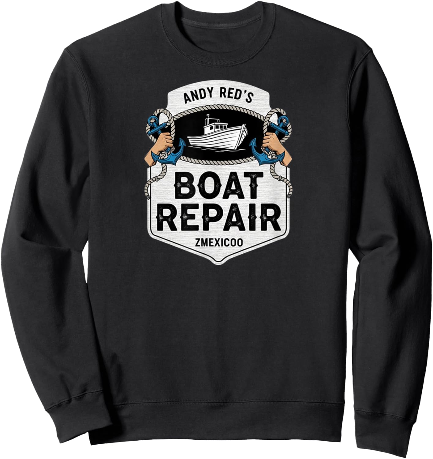 Vintage Andy and Red's Boat Repair Fishing Charters Boating Sweatshirt - Sweatshirt | Black